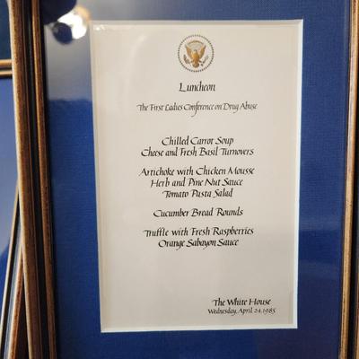 13 Different White House Menus Framed Luncheon Dinner
