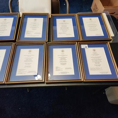 13 Different White House Menus Framed Luncheon Dinner