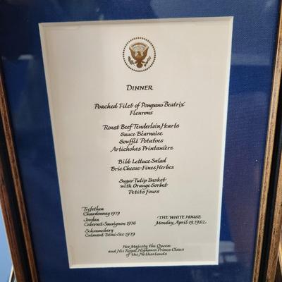 13 Different White House Menus Framed Luncheon Dinner
