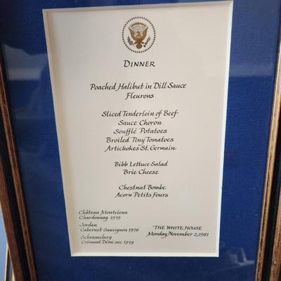 13 Different White House Menus Framed Luncheon Dinner