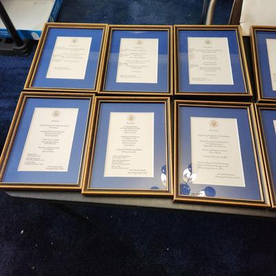 13 Different White House Menus Framed Luncheon Dinner