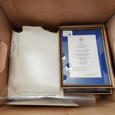 13 Different White House Menus Framed Luncheon Dinner