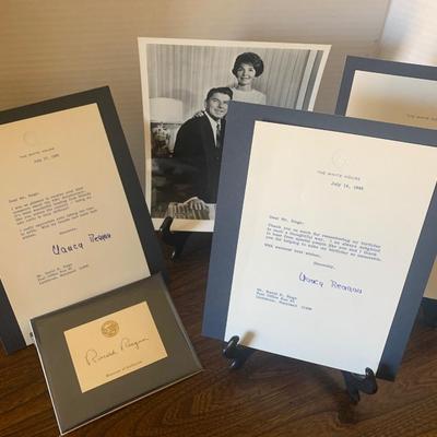 Several Authentic Nancy & Ronald Reagan Signatures Letters/Press Photo