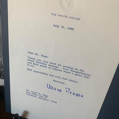 Several Authentic Nancy & Ronald Reagan Signatures Letters/Press Photo