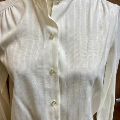 White Button Down Long Sleeve ruffle collar blouse approx. size 8
