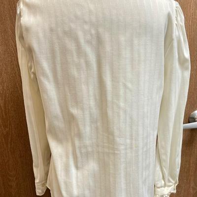 White Button Down Long Sleeve ruffle collar blouse approx. size 8