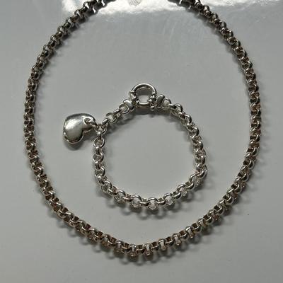 Sterling Silver Milor Necklace and Bracelet With Heat 2 Piece set - 81.5 grams