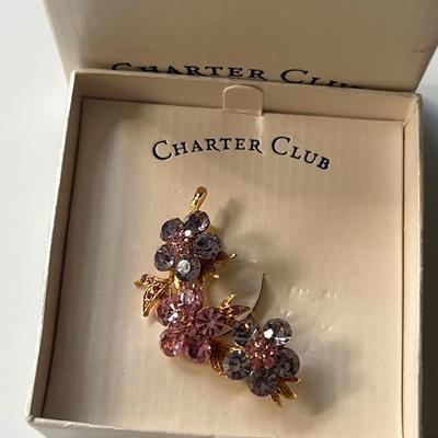 Charter club rhinestone brooch with flower motif