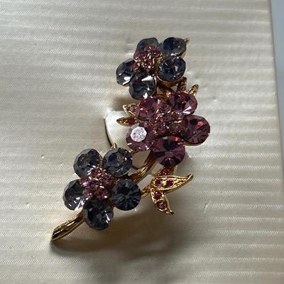 Charter club rhinestone brooch with flower motif