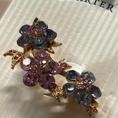 Charter club rhinestone brooch with flower motif