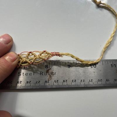 Handmade rope, choker necklace with bone bead, estate find