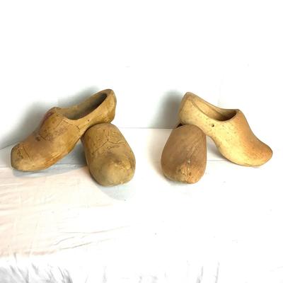 373 Vintage Wooden Dutch Clogs Two Pairs