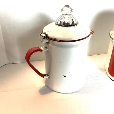375 Vintage Kitchen Ice-O-Mat, and Enamel Coffee Pot