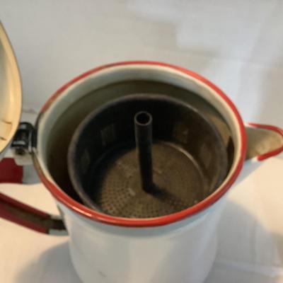 375 Vintage Kitchen Ice-O-Mat, and Enamel Coffee Pot