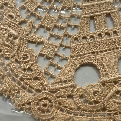 Antique Handmade Doily with Eiffel Tower image.