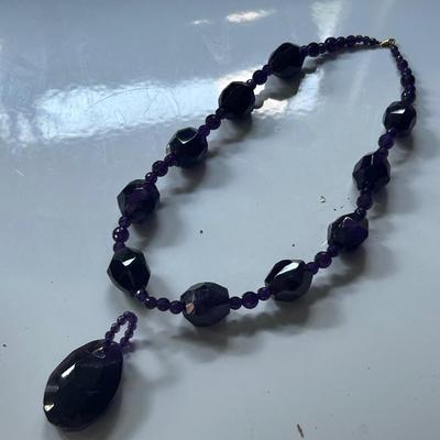 Irish Celtic New Grange Dark Amethyst Triskele Necklace