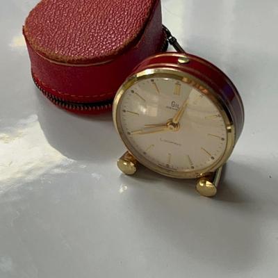 GIL Geneve Gilt Brass MCM Swiss Made 8 Day Alarm Desk Clock - Works Great