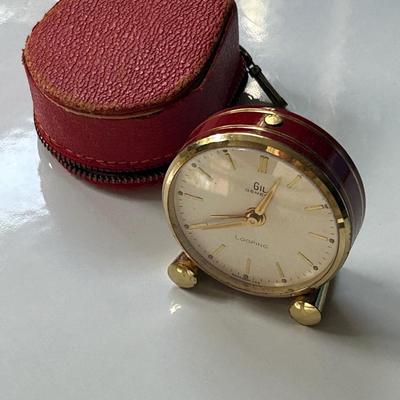 GIL Geneve Gilt Brass MCM Swiss Made 8 Day Alarm Desk Clock - Works Great