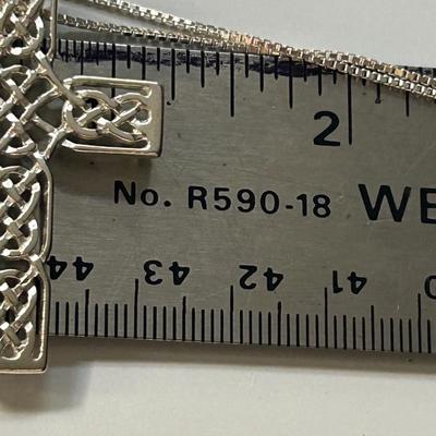 Artisan Crafted Sterling Silver Cross Necklace "Latticed Cross"