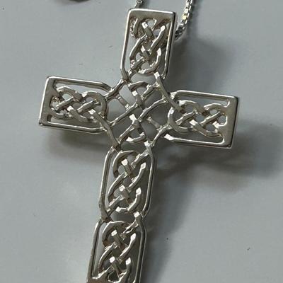 Artisan Crafted Sterling Silver Cross Necklace "Latticed Cross"