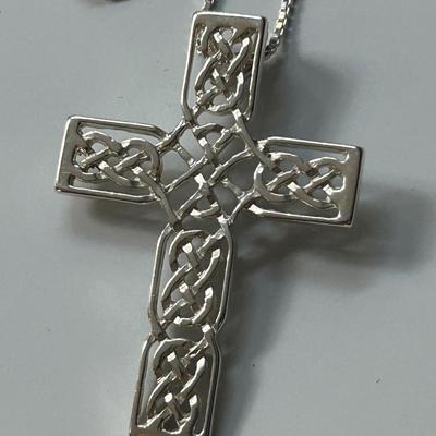 Artisan Crafted Sterling Silver Cross Necklace "Latticed Cross"