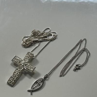 Artisan Crafted Sterling Silver Cross Necklace "Latticed Cross"