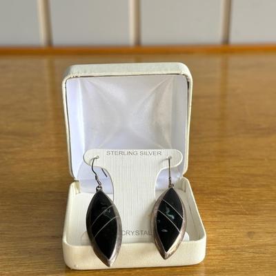 Vintage Onyx and Sterling Silver earrings