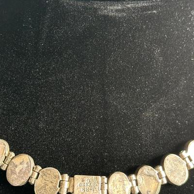 WHBM Necklace Black Faceted Bezel Set in Sterling Silver
