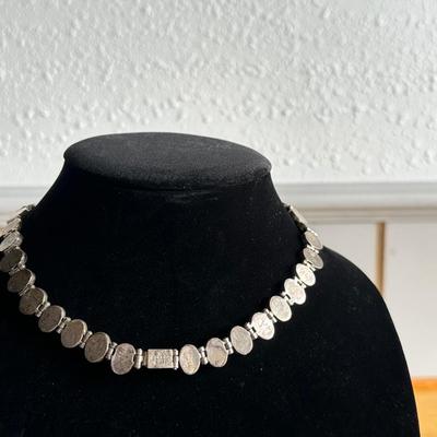 WHBM Necklace Black Faceted Bezel Set in Sterling Silver