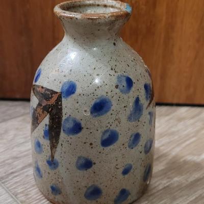 Small Ceramic Vessel with Polka-dots & Birds