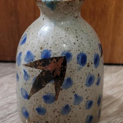 Small Ceramic Vessel with Polka-dots & Birds