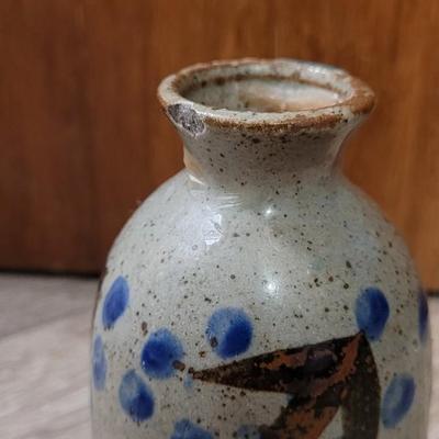 Small Ceramic Vessel with Polka-dots & Birds