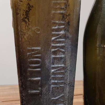 (2) Antique Green Bottles - Soda or Beer Bottle & Elixer Bottle