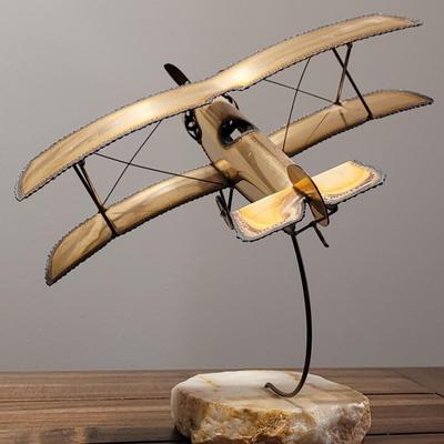 Vintage Mid Century Brass Airplane Sculpture
