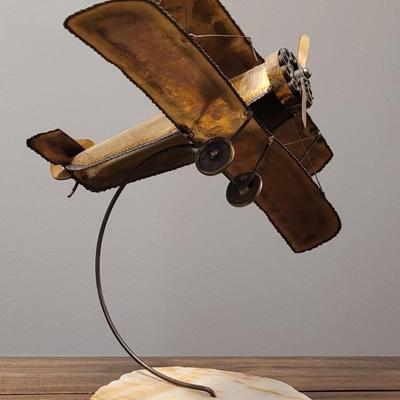 Vintage Mid Century Brass Airplane Sculpture
