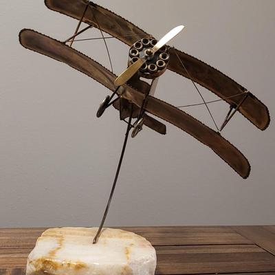Vintage Mid Century Brass Airplane Sculpture