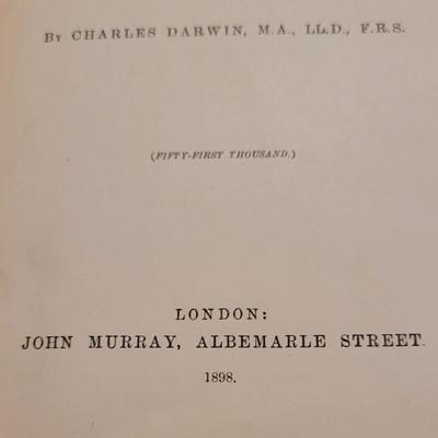 1898 Charles Darwin 'Origin of Species'
