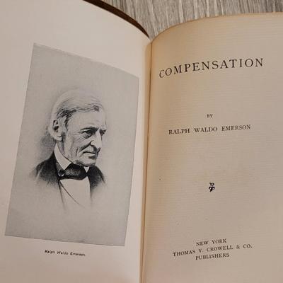 Antique Soft Leather Bound Ralph Waldo Emerson 'Compensation'