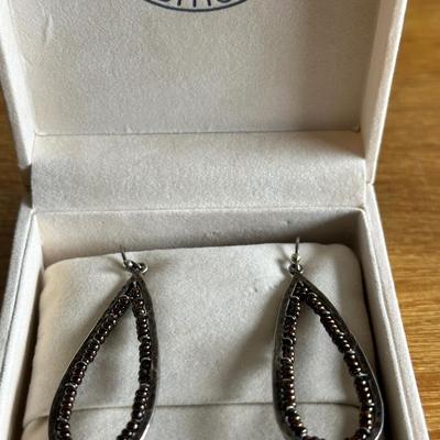 Silpada Bronze Seed Bead Teardrop Silver Earrings
