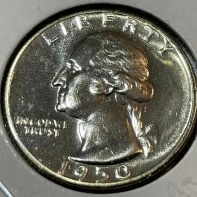 1950-P CHOICE PROOF CONDITION WASHINGTON SILVER QUARTER AS PICTURED.