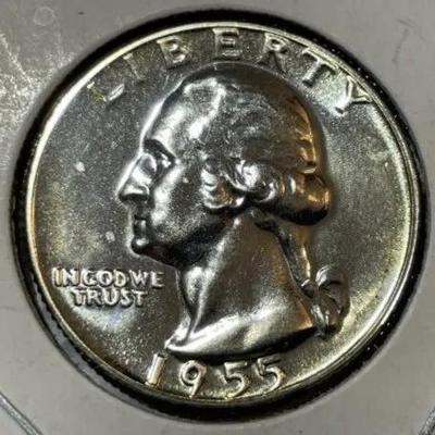 1955-P CHOICE PROOF CONDITION WASHINGTON SILVER QUARTER AS PICTURED.