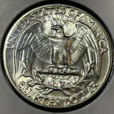 1950-P CHOICE UNCIRCULATED CONDITION WASHINGTON SILVER QUARTER AS PICTURED.