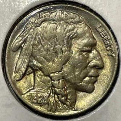1928-P UNCIRCULATED/LIGHTLY TONED CONDITION BUFFALO NICKEL AS PICTURED.