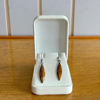 Tigers eye and Mexican silver earrings