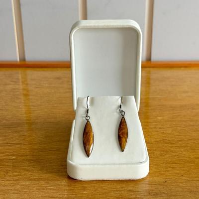 Tigers eye and Mexican silver earrings