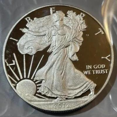 2012-W 1 oz Proof American Silver Eagle from a Coin Album No Capsule as Pic'd. (Proof 64/65 Quality).
