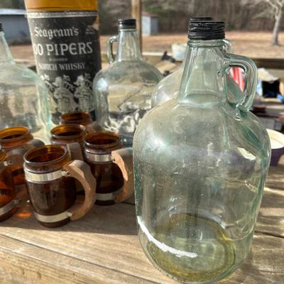 Glass bottles & mug lot
