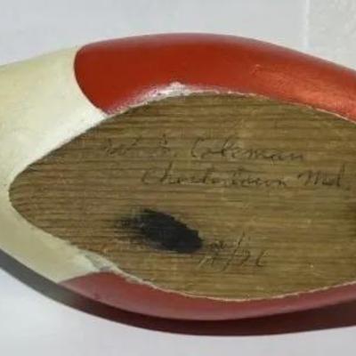 William A. Coleman Maryland Wooden Duck/Goose Decoy 9" Long Dated 1976 in Good Preowned Condition.