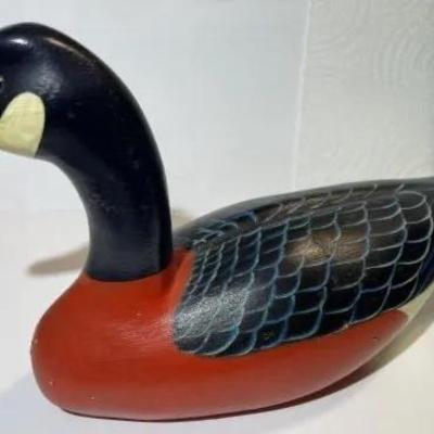 William A. Coleman Maryland Wooden Duck/Goose Decoy 9" Long Dated 1976 in Good Preowned Condition.