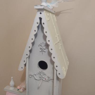 Large Hand-Crafted Wood and Metal Birdhouse